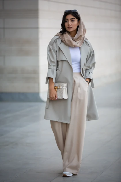 بارانی سانتانا تک شنل آستین بنددار