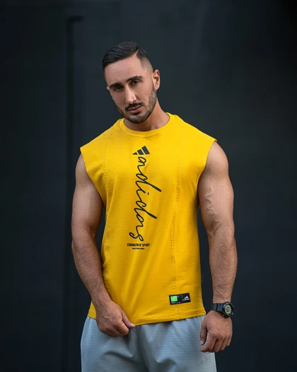 رکابی ورزشی وست ADIDAS زرد فری سایز