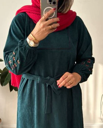 پیراهن مخمل کبریتی گندم