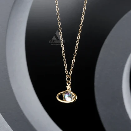 گردنبند زنانه کهکشانی Saturn Planet Necklace G