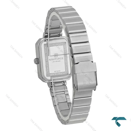 ساعت مچی زنانه نیوی فورس NF5050 مستطیلی سیلور صفحه صدف NaviForce-7730-L