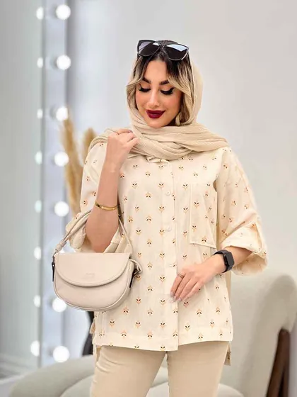 شومیز نچرال طرح گل