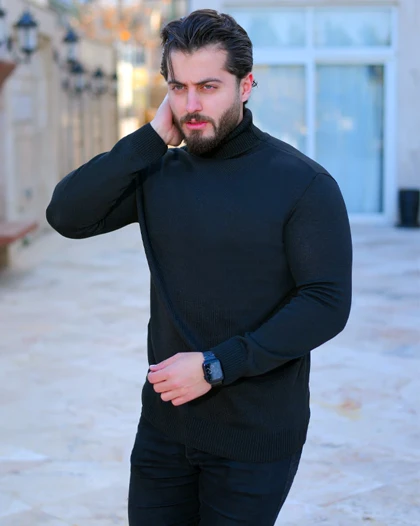 یقه اسکی مردانه مدل Hayko (مشکی)