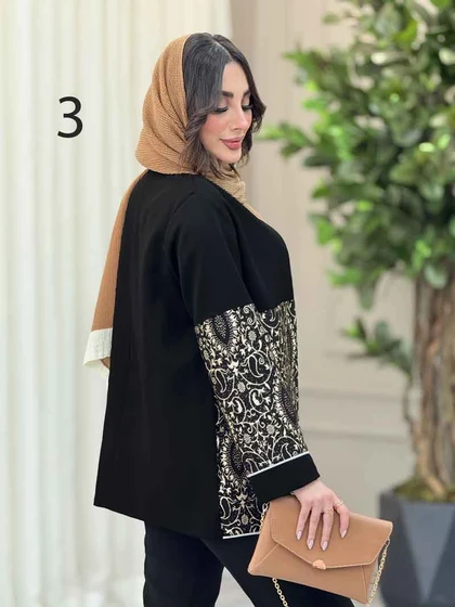 مانتو طرح دار مغزی دوزی دلبر
