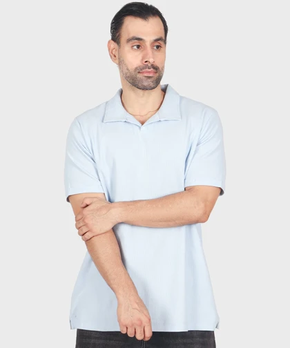 تیشرت یقه شکاری مردانه ساده 1741