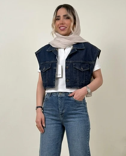 وست جین کراپ زنانه مدل مینی