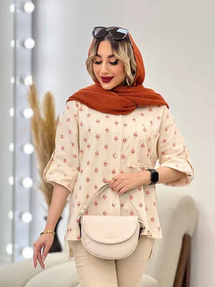 شومیز نچرال طرح گل
