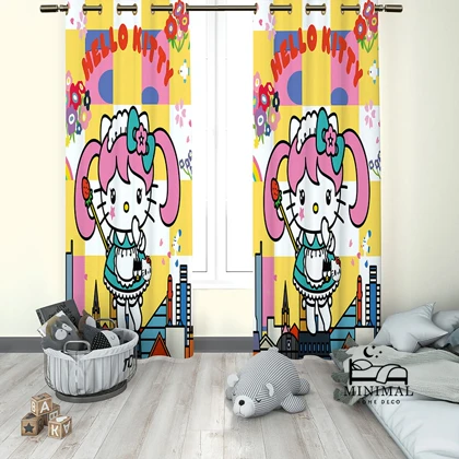 پرده کودک طرح گربه فانتزی مدل W5093