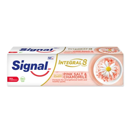 خمیر دندان سیگنال مدل Signal TP Integral 8 با رایحه نمک صورتی و بابونه حجم 75 میلی‌لیتر