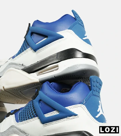 کتانی ساق‌دار زنانه و مردانه آبی سفید Nike air jordan 4