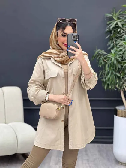 مانتو جیب نما بغل سه دکمه