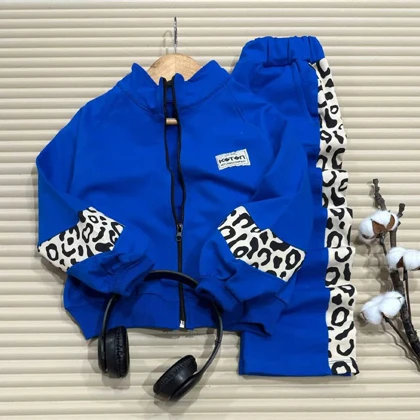 سه تیکه دخترانه سویشرت،تاپ ،شلوار پلنگی