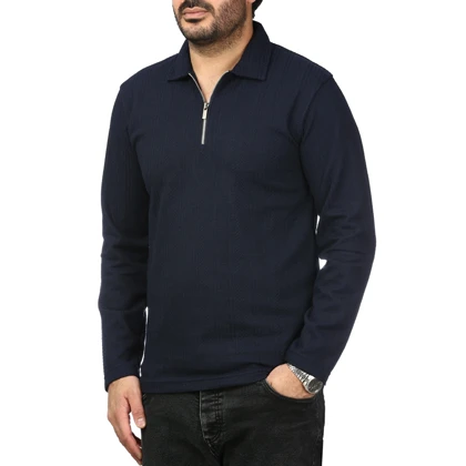 پولوشرت آستین بلند نیم زیپ مردانه سیزر مدل 1550451