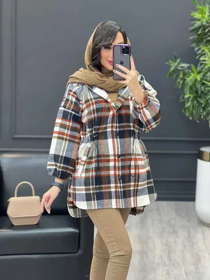 شکت چهارخونه کلاه دار کمرگت