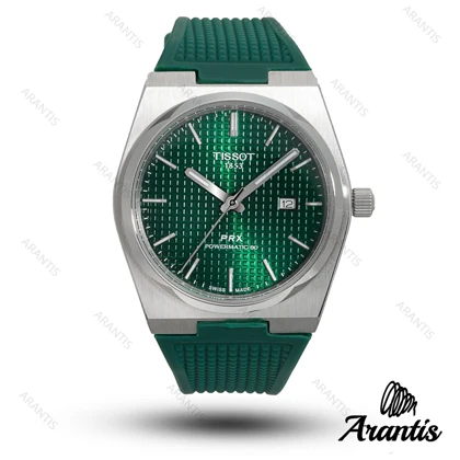 ساعت تیسوت پاورماتیک PRX مردانه استیل بند رابر سبز m-10453