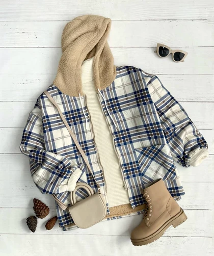 کت چهارخونه داخل تمام خز کد 3349