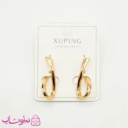 گوشواره زنانه ژوپینگ طلایی طرح خمیده