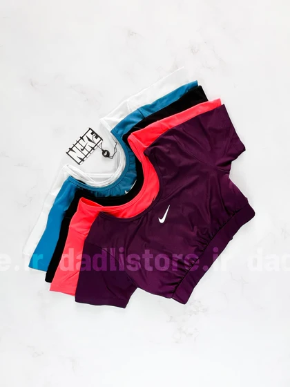 کراپ تاپ وزرشی آستین کوتاه پشت‌باز بندی نایکی Nike