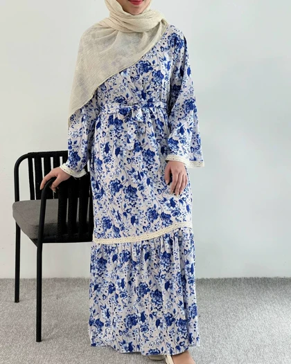 پیراهن چین‌دار نوار دوزی کد 4701