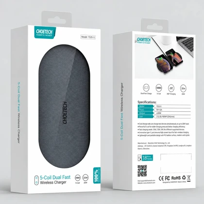 شارژر بی سیم چویتک CHOETECH مدل T535-S با قابلیت شارژ همزمان 2 دستگاه