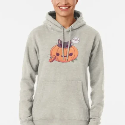 هودی هالوین طرح هودی هالوین طرح Pumpkin Kitty - Original Gray کد 261512