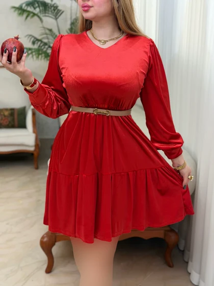 پیراهن مخمل یقه هفت 3648