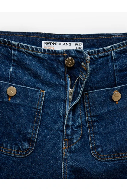 شلوار جیب کوتاه جیب کوتاه قالب کمر بلند - شلوار جین Culotte 5SAL40057MD