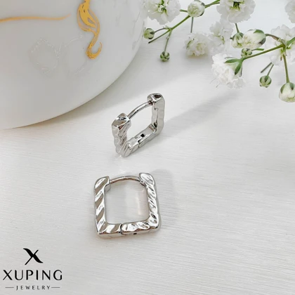 گوشواره ژوپینگ طرح حلقه مربع بافت‌دار