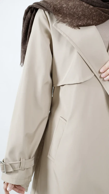 بارانی بلند آستر دار سانتانا مدل بیسیک