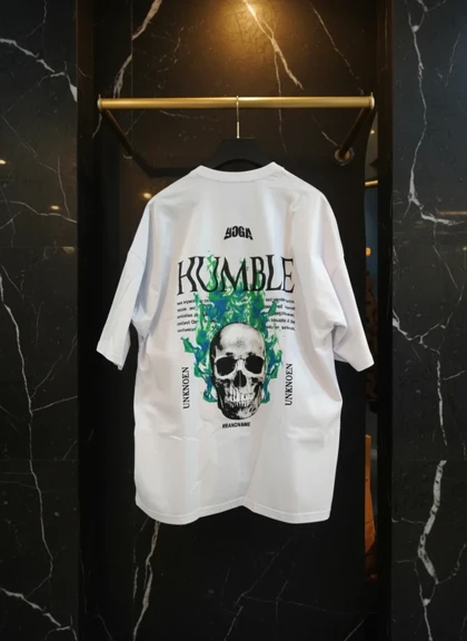 تیشرت لش باکسی مشکی مردانه پشت چاپ طرح‌خفن جمجمه کد 1651