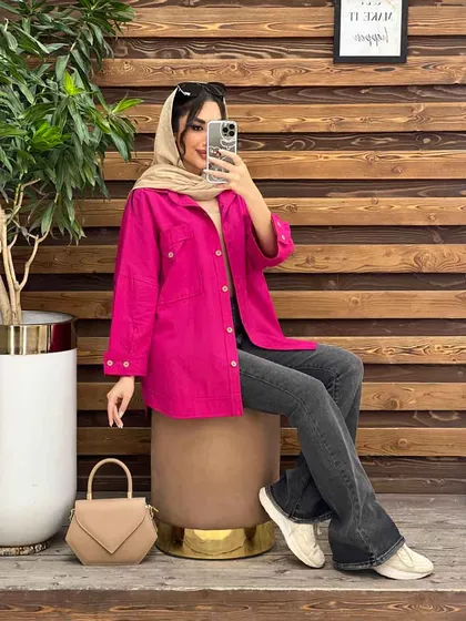مانتو شومیزی سر جیب مثلثی