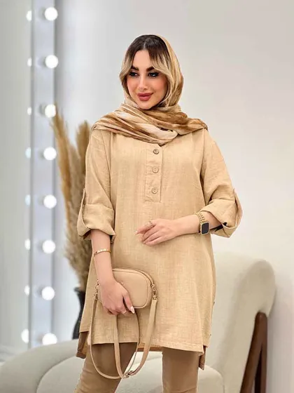 مانتو جلو بسته بغل چهار دکمه