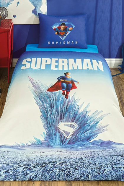 سرویس روتختی یک نفره Özdilek مدل Superman Genesis پنبه‌ای - آبی