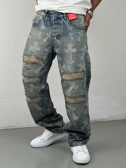 شلوار جین مردانه نیم بگ7089 کاستوم شده