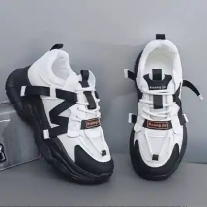 کتانی اسپرت لژدار طبی زنانه مافیایی مشکی سفید Women’s Mafia Style Black White