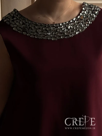 پیراهن کلوش یقه نگینی