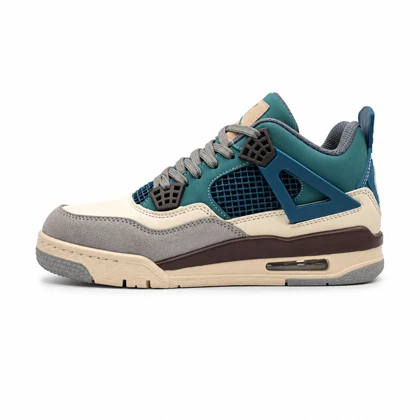 کفش و کتانی مردانه ساق‌دار مدل جردن NIKE AIR JORDAN 4 رنگ کرم آبی کد 2132