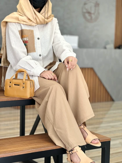 ست دو تیکه شومیز و شلوار بگ بغل چاک کد 2713