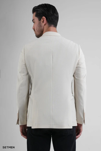 کت تک مردانه دودکمه نیم آستر پارچه GOFRE