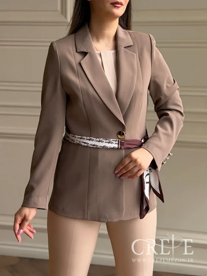 مانتو کتی تک دکمه کمردار طرح دیور