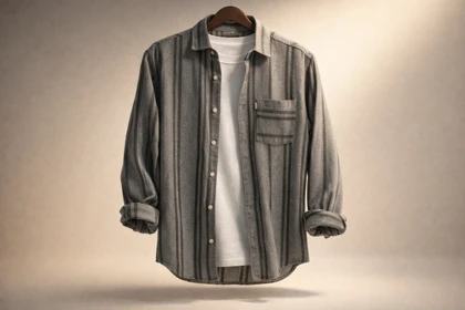 پیراهن لوکس راه راه عمودی طوسی – طراحی مینیمال پرمیوم