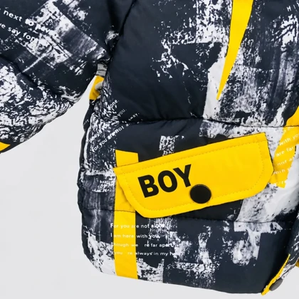 کاپشن پسرانه کلاه‌دار طرح گرافیکی مدل BOY