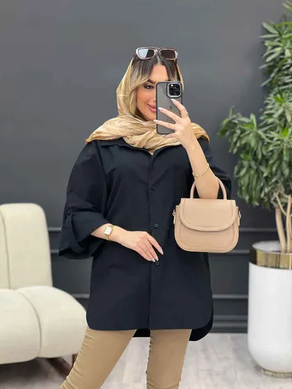 مانتو تک جیب جلو دکمه