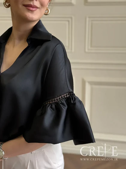 شومیز ساتن آستین کلوش