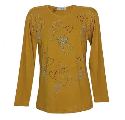 بلوز ویسکوز زنانه نگین‌دار قلبی