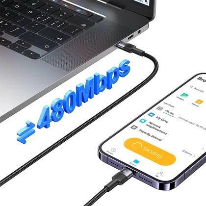 کابل تایپ سی به لایتنینگ یوسامز USAMS مدل SJ729 توان 30 وات 1.2 متر