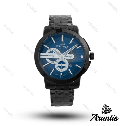 ساعت مردانه الگانس diamond مشکی صفحه سورمه ای m-10237