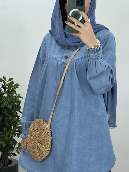 مانتو جین پاییزه یقه چین پریناز 6