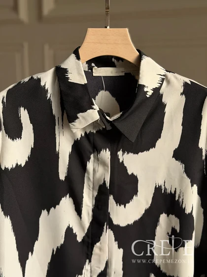 شومیز دکمه مخفی طرحدار