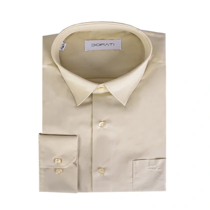 پیراهن مردانه رسمی ساده کرم